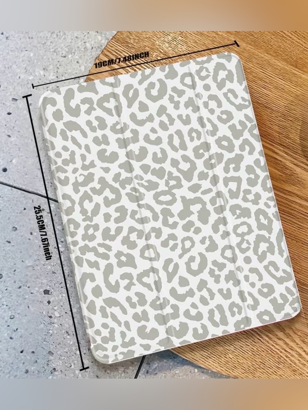 BNIB iPad Air 5th Generation Case Gray Leopard Print Folio Case